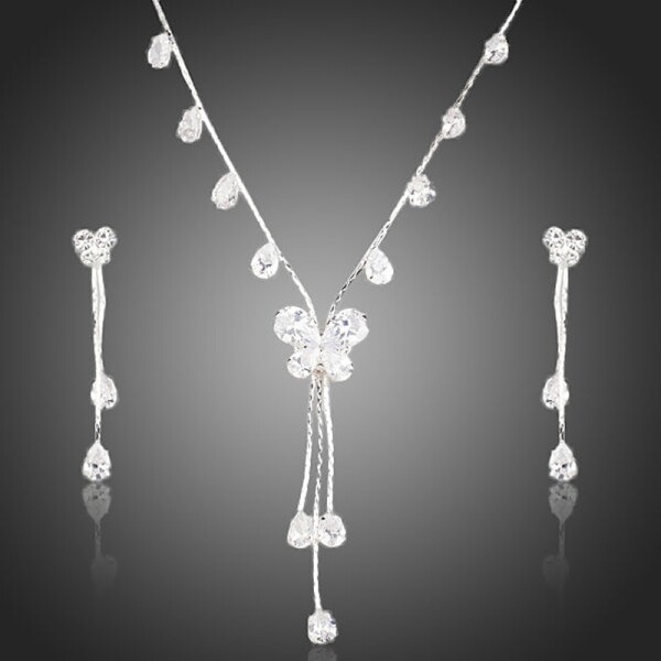 Souprava náhrdelníku a náušnic Swarovski Elements Roselin, Bílá/čirá 40 cm + 3 cm (prodloužení)