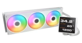 Cougar Poseidon Vistek Pro 360 bílá / Vodní chladič CPU / IPS displej / ARGB / 3x 120mm / Intel AMD (CGR-PSDVPRGB-W-360)