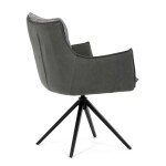 Židle jídelní, šedá látka, 360° vratný mechanismus, černý kov