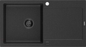 MEXEN/S - Leo granitový dřez 1-miska s odkapávačem 900 x 500 mm, černá/stříbrná 6501901010-73-B