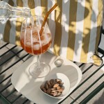 Broste Sklenice na červené víno White Stripe 650 ml, bílá barva, čirá barva, sklo