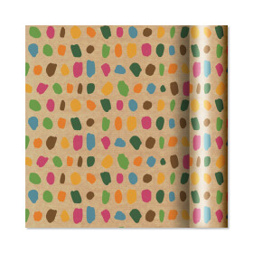 Dárkový papír Kraft - role 2 m × 70 cm - Barevné otisky - Albi