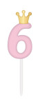 SVÍČKA růžová s korunkou ČÍSLO 6 - Albi