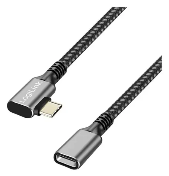 LogiLink CUA0112 černá / Kabel USB-C / USB-C (M) - USB-C (F) / 2 m / USB 3.2 Gen 2 / 5 Gbit/s / Rychlonabíjení (CUA0112)