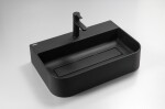 DEANTE - Umyvadlo Arnika nero Granite, na pracovní desku, s odkládací plochou pod baterii - s krycí deskou CQA_NU6S