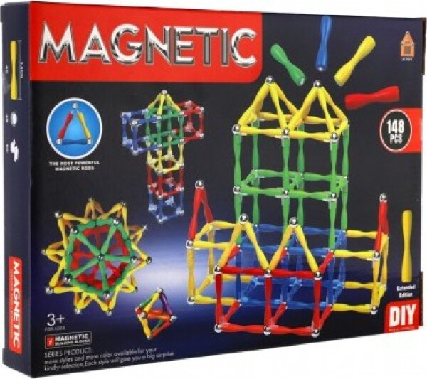 Magnetická stavebnice 148ks plast/kov v krabici 30x22x4cm