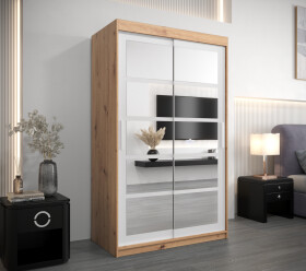 Šatní skříň Abi Ro2 Barva korpusu: Dub artisan, Rozměry: 120 cm, Dveře: Bílá