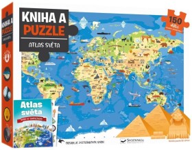 Kniha a puzzle Atlas světa