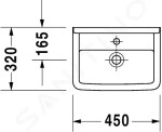 DURAVIT - Starck 3 Umývátko 450x320 mm, s přepadem, s otvorem pro baterii, s WonderGliss, bílá 07504500001