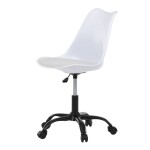 Židle kancelářská, bílá plastová skořepina, sedák bílá látka, kovový kříž