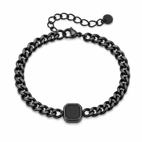 Pánský náramek Fabiano Black - černý onyx, chirurgická ocel, Černá 18 cm + 5 cm (prodloužení)