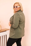 Dámská viskózová blazer Plus Size s dlouhým rukávem a límcem khaki UNI