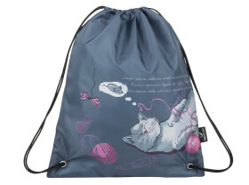 Bagmaster SÁČEK GALAXY 9 A školní na přezůvky / tělocvik - kočka s klubíčky Fialová 1.2 l 180455