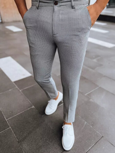 Pánské chino kalhoty houndstooth šedé Dstreet UX3983 s30