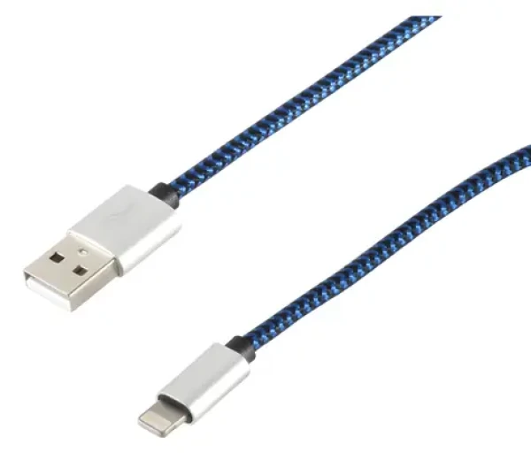 Shiverpeaks nabíjecí kabel USB-A - 8pin modrý / Kabel / Nylonový opletený / USB-A (M) - 8pin (M) / 2 m (14-50022)