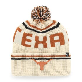47 Brand Pánská zimní čepice Texas Longhorns NCAA Quattrle Waffle Cuffed Knit with Pom