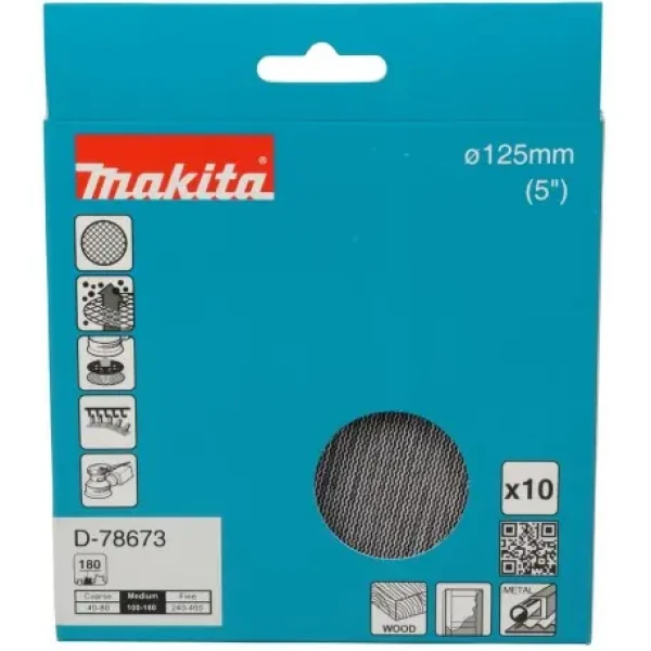 Makita D-78673 / brusný papír / 125 mm / A180 / 10 ks (D-78673)