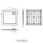 CERANO - Sprchová vanička čtvercová Brio - SMC/minerální kompozit - strukturovaná bílá - 80x80x4 CER-679500
