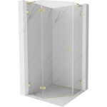 MEXEN/S - Lunar L sprchový kout pětiboký křídlový levá 90 x 90, transparent, zlato kartáčovaná 831L-090L-090P-55-00-L