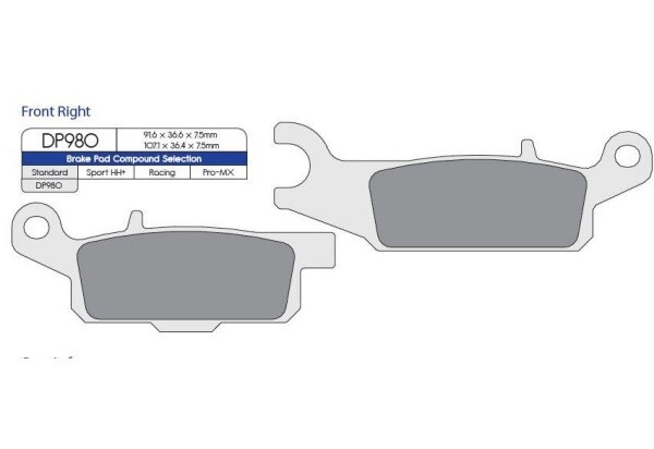 DP Brakes Brzdové destičky na Yamaha Raptor 250 2008-2013 Brzdové desky: Přední pravá