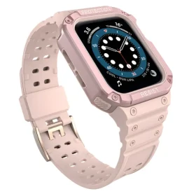 Hurtel pouzdro s řemínkem Apple Watch 42/44/45mm růžová / Ochranný kryt s řemínkem