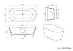 Erga Rhea, volně stojící vana 170x80 cm + odtoková zátka, bílá lesklá, ERG-RHEA-170080-WH-WH