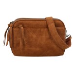 Stylová dámská koženková crossbody kabelka Ariona, koňakově hnědá