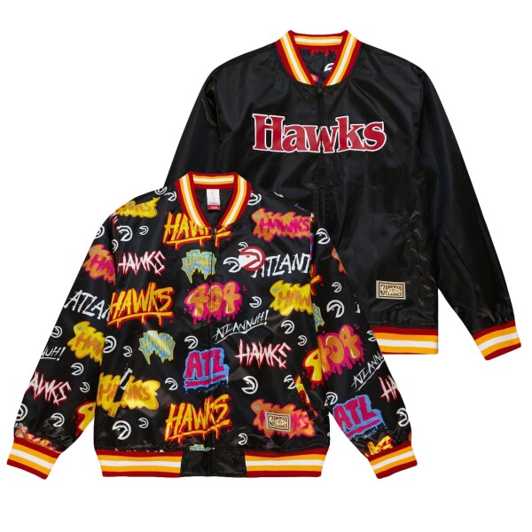 Mitchell & Ness Pánská bunda Atlanta Hawks NBA Slap Sticker Reversible Lightweight Satin Velikost: M