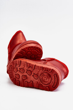 Dětské sněhule s kožešinou Červené Scooby 36