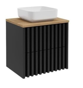 Koupelnová skříňka s dubovou krycí deskou SAT Delano 60x56x45 cm černá DELANO60ZCDE DELANO60ZCDE