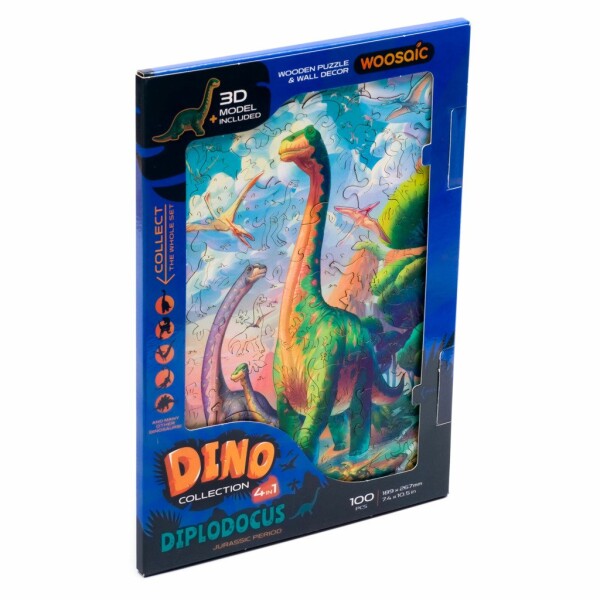 UNIDRAGON dřevěné puzzle DINOSAURUS - DIPLODOCUS (18,9x26,7cm) - EPEE