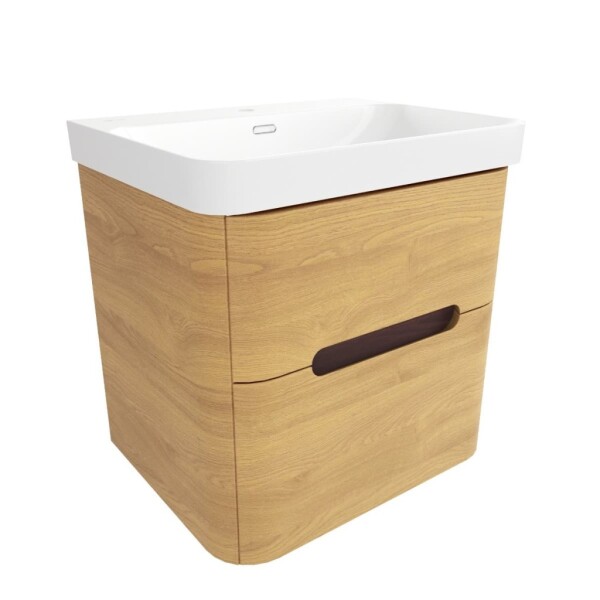 Koupelnová skříňka s umyvadlem SAT Fusion 57,5x53x45 cm dub medový mat SATFUSION260DMU SATFUSION260DMU