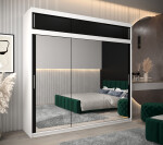 Šatní skříň Abi T3 s nástavcem Barva korpusu: Černá, Rozměry: 150 cm, Dveře: Černá