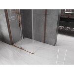 MEXEN/S - Velar L sprchový kout, posuvné dveře 90 x 110, transparent, růžové zlato 871-090-110-03-60