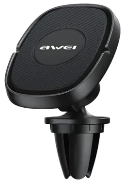 AWEI X21 černá / Magnetický držák do auta / do ventilace / hliník a silikon / 6 magnetů (X21)