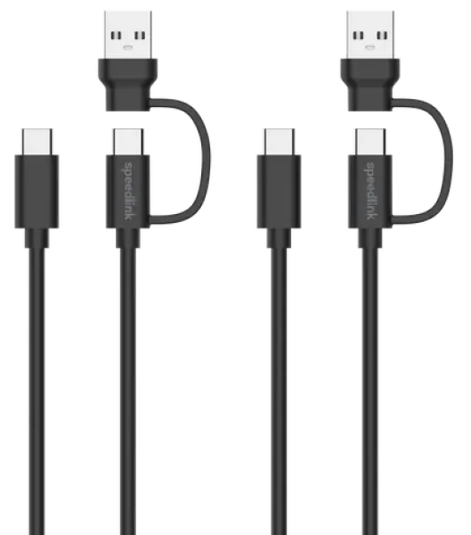Speed Link STREAM / Sada nabíjecích kabelů / USB-C a USB-A na USB-C (SL-460101-BK)