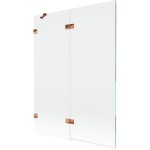 MEXEN/S - Lunar vanová zástěna 2-křídlová levá 130 x 150, transparent, růžové zlato 897-130-100-60-00-L