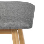 Botník / taburet, police, masiv bambus, přírodní odstín, šedá látka