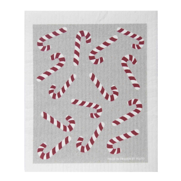 Pluto Design Přírodní houbová utěrka Candy Cane, šedá barva, textil