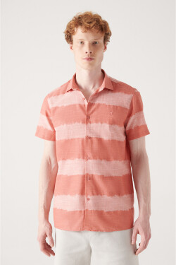 Avva Men's Dry Rose Cotton Short Sleeve Shirt