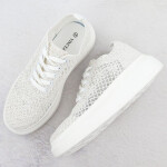 Dámské boty na platformě šněrovací bílé Vinceza 17371 40