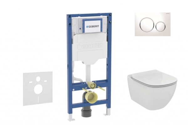 GEBERIT - Duofix Set předstěnové instalace, klozetu Tesi a sedátka, tlačítko Sigma20, bílá/chrom SANI11CD3119