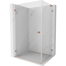 MEXEN/S - Lunar-B L sprchový kout dveře křídlové levá 90 x 80, transparent, měď kartáčovaná 832L-090-080-65-00-L
