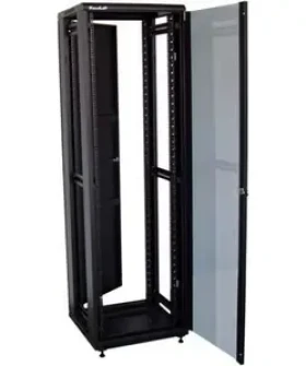 XtendLan 47U/600x600 černý / Stojanový rozvaděč / 19" / skleněné dveře / plná záda (ECO-47U-66-BLACK-S)