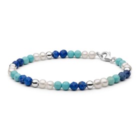 Korálkový náramek Zoa - Lapis Lazuli, perla, howlit, 17 cm Bílá