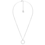 Ocelový náhrdelník Jennifer, chirurgická ocel, kruh s texturou, Stříbrná 55 cm + 5 cm (prodloužení)