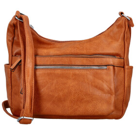 Módní dámská koženková crossbody kabelka Mayra, koňaková
