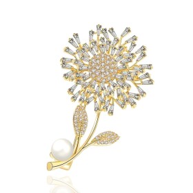 Exkluzivní brož Swarovski Elements Daisy - design sedmikrásky, Zlatá