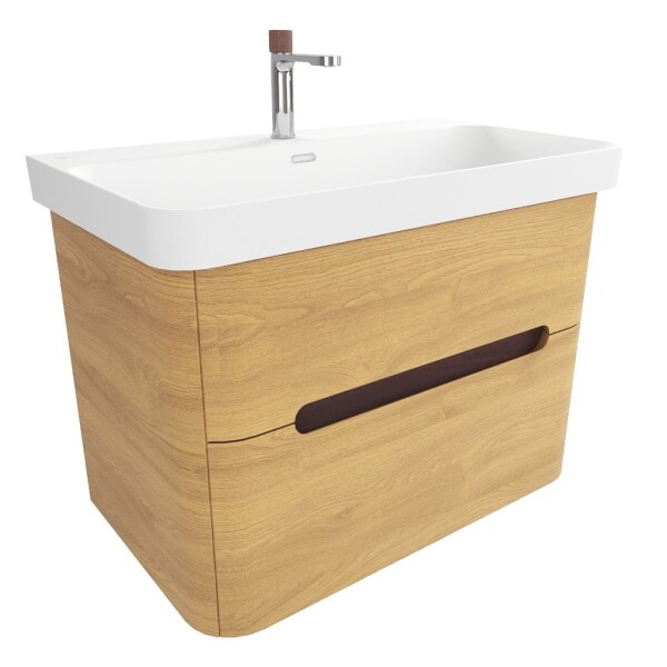 Koupelnová skříňka s umyvadlem SAT Fusion 77,5x53x45 cm dub medový mat SATFUSION280DMMWBA SATFUSION280DMMWBA