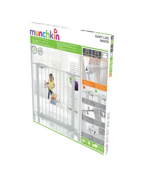 Munchkin - Bezpečnostní dětská zábrana Easy Loc bílá se 14 cm rozšířením / do 24 měsíců (8595119388528)